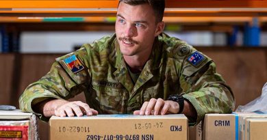 Australian Army Corporal Liam Haverty deployed on Operation Accordion at Australia’s operating base in the Middle East Region. Photo by Melina Young.