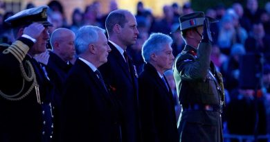 The 2023 Anzac Day Dawn Service at Wellington Arch, London – from left, Admiral Sir Ben Key, First Sea Lord; Phil Goff, New Zealand High Commissioner; The Prince of Wales; Stephen Smith, Australian High Commissioner; Brigadier Grant Mason, Head of Australian Defence Staff London. Peter Livingstone Photography, Peter Livingstone.