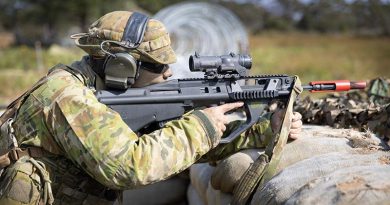 A Royal Australian Air Force officer trainee takes part in the field phase of the officer training course at Dutson Air Weapons Rangel, East Sale. Photo by Private Nicholas Marquis.