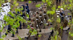 Australia’s Federation Guard members march from Wellington Barracks towards Buckingham Palace during the Coronation Procession. Photo by Leading Aircraftwoman Emma Schwenke.