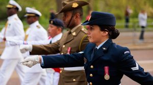 Corporal Tegan Ross and Bombardier Michael Nona from Australia's Federation Guard march into position for the Procession. Photo by Sergeant Andrew Sleeman.