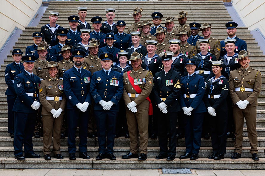 Australia's Federation Guard members before the Coronation Procession, at Wellington Barracks. Photo by Sergeant Andrew Sleeman.