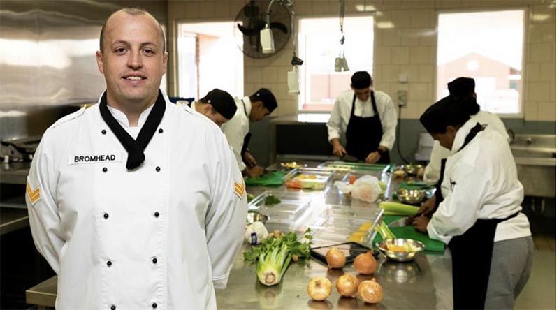 Australian Army Corporal Jack Bromhead, catering instructor at the Australian Defence Force School of Catering at HMAS Cerberus, Victoria. Photo by Leading Seaman Kieran Dempsey.