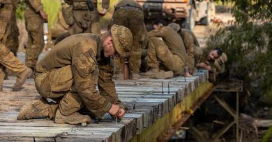 Australian Army sappers from the 2nd Combat Engineer Regiment prepare Elanora Bridge for demolition with high explosive during Exercise Terrier Walk at Shoalwater Bay Training Area, Queensland. Photo by Corporl Nicole Dorrett.