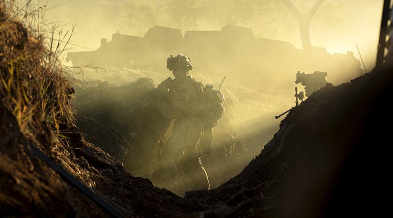 Australian Army soldiers from 3rd Battalion, The Royal Australian Regiment, conduct an assault on their enemy's main defensive position during Exercise Brolga Run 23 at Townsville Field Training Area, Queensland. Photo by Lance Corporal Riley Blennerhassett.