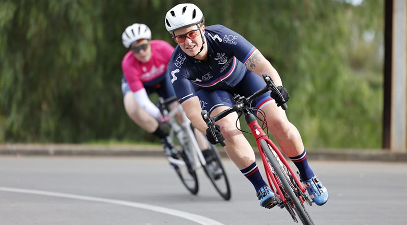 Royal Australian Navy sailor Able Seaman Taryn Dickens at the Invictus Games cycling camp in Adelaide held from 11 to 14 May 2023.