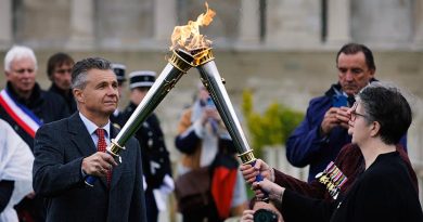 Assistant Minister for Veterans’ Affairs Matt Thistlethwaite lights a legacy torch during the launch of the Legacy Centenary Torch Relay at Pozieres British Cemetery, France. Photo by Sergeant Oliver Carter.