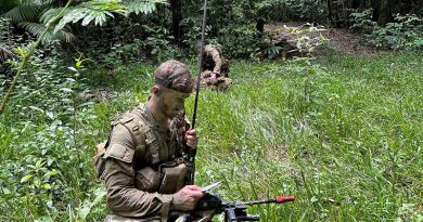 Air Defence Guards from No. 2 Security Forces Squadron conduct Exercise Regional War Fighter in Tully Training Area, Queensland. Photo by Flying Officer Sharm Heitmann.