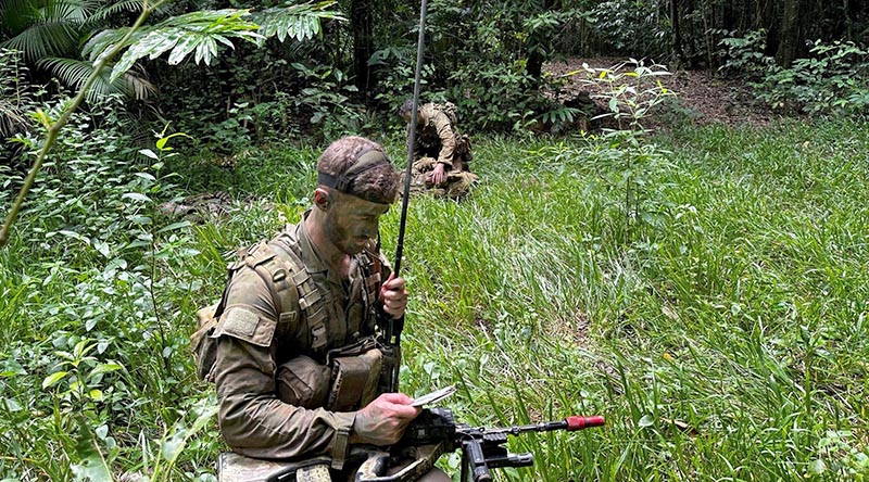 Air Defence Guards from No. 2 Security Forces Squadron conduct Exercise Regional War Fighter in Tully Training Area, Queensland. Photo by Flying Officer Sharm Heitmann.