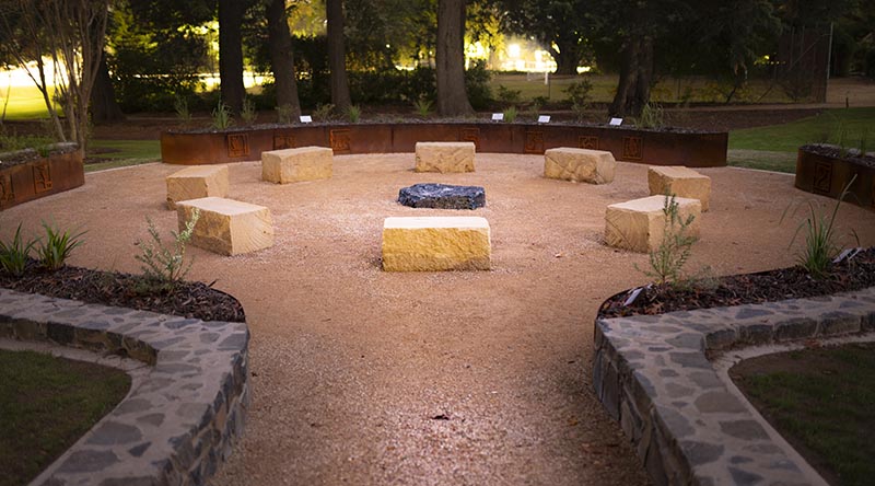 The yarning circle and bush-tucker gardens at RMC-Duntroon, Canberra. Photo by Leading Aircraftman Ryan Howell.