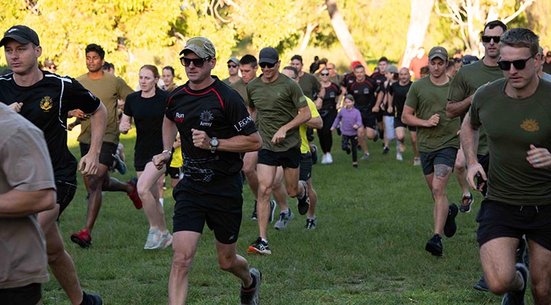 Australian Army personnel from 13th Brigade participate in the 2023 Run Army event at Kings Park, Perth. Photo by Corporal Janet Pan.
