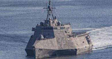 Independence-variant littoral combat ship USS Canberra (LCS 30) departs San Diego for a routine underway off the California coast. US Navy photo by Mass Communication Specialist 1st Class Mark D. Faram.
