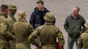 Corporal Daniel Keighran VC and Corporal Mark Donaldson VC talk with Australian Army soldiers deployed on Operation Kudu in the UK. Photo by Sergeant Andrew Sleeman.