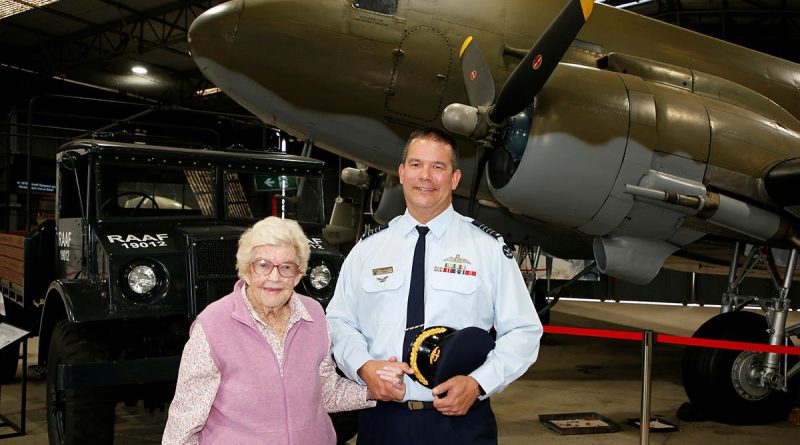 Senior Australian Defence Force Officer Amberley, Group Captain Dennis Tan, escorts Ms Jean Jackson around the Amberley History and Heritage Centre at RAAF Base Amberley. Story by Squadron Leader Tina Turner. Photo by Sergeant Peter Borys.