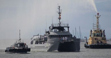 HMAS Benalla makes its final approach into HMAS Cairns, Queensland. Story by Corporal Luke Bellman. Photo by Able Seaman Lauren Pugsley.
