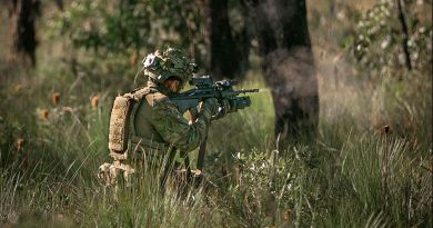 A rifleman from 8th/9th Battalion, The Royal Australian Regiment, engages a target with an EF88 Austeyr rifle during a platoon live-fire training serial a part of Exercise Cobra Run. Story by Captain Cody Tsaousis. Photo by Sapper Tristan Montagu.