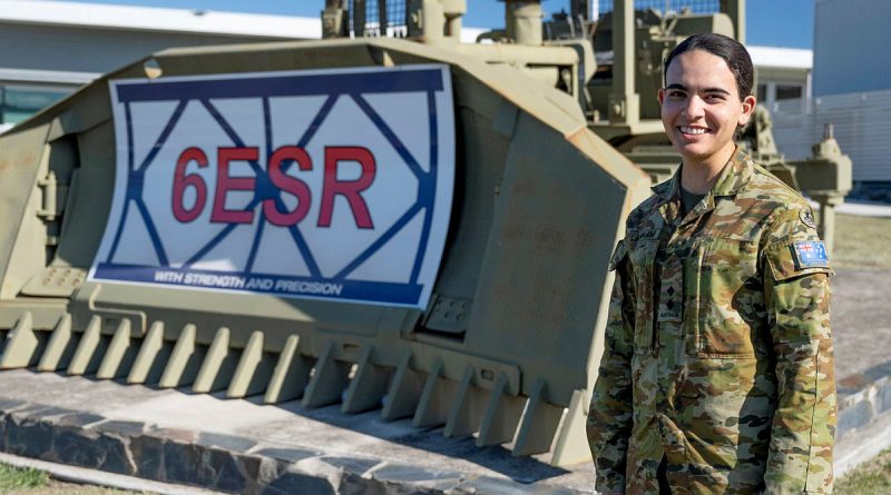 Australian Army engineering officer Lieutenant Nadia Al Lahham at 6th Engineer Support Regiment, RAAF Base Amberley, Queensland. Story by Captain Evita Ryan. Photo by Warrant Officer Class 2 Kim Allen.