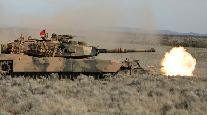 Australian Army M1 Abrams tanks fire during Exercise Paratus Walk at Cultana Training Area, South Australia. Story by Captain Peter March. Photos by Sergeant Peng Zhang.