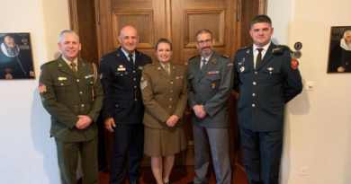 Sergeant Edward Goldner (second from left) was joined by others from the Switzerland Armed Forces and the British, Irish and Moldovian Armies during the NATO Intermediate Leadership Course in Switzerland. Story by John Noble. Photo by Warrant Officer Class 2 Samantha Crowe.
