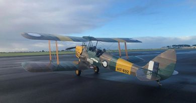 100 Squadron's Corporal Adam Scerri, front seat, and Flight Lieutenant Brett Alderton depart RAAF Base Point Cook on 27 June 2022 in a Tiger Moth. Story by Squadron Leader Kate Davis. Photo by Tim O’Connor.