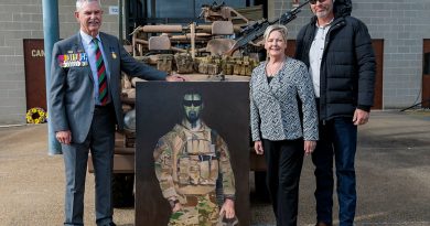 Doug and Kaye Baird, parents of Australian Army soldier Corporal Cameron Baird, VC, MG, and brother Brendan Baird during the 2nd Commando Regiment memorial service at Holsworthy Barracks, Sydney. Story by Sergeant Matthew Bickerton. Photo by Corporal Lisa Sherman.