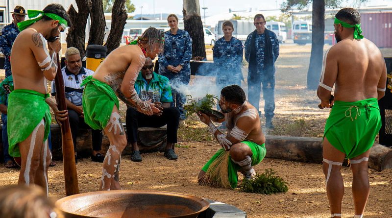 Performers from Wulgurukaba Traditional Custodian Group participate in a smoking ceremony to celebrate the opening of the yarning circle at RAAF Base Townsville. Story by Flying Officer Sharon Sebastian. All photos by Leading Aircraftman Ryan Howell.