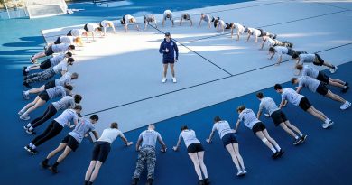 Personnel from HMAS Watson participate in Lifeline’s Push-Up Challenge. Story by Midshipman Alice Rogers. Photo by Leading Seaman Matthew Lyall.