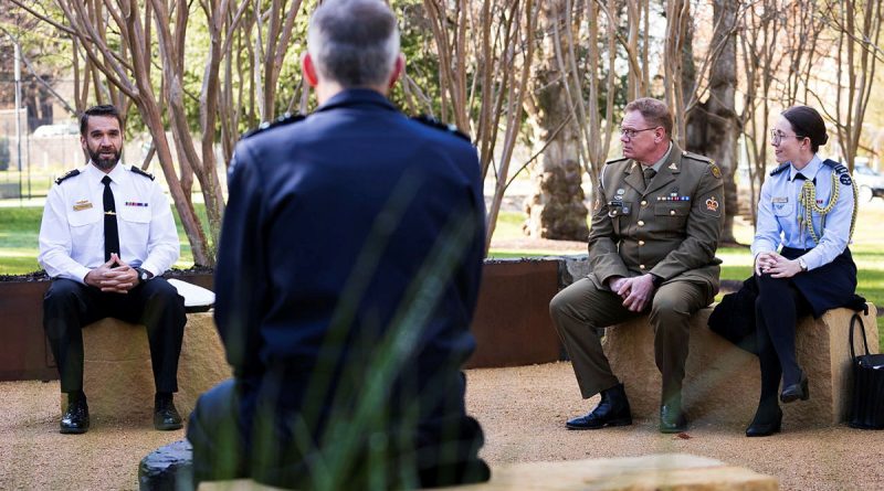 Chief of Air Force Air Marshal Robert Chipman meets with Indigenous Elders and current serving members at the Royal Military College - Duntroon Yarning Circle, Canberra. Story by John Noble. Photo by Corporal Sam Price.