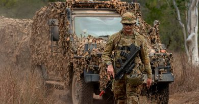 An Australian Army Lieutenant from the 7th Combat Signal Regiment guides a G-wagon during Talisman Sabre. Story by Major Roger Brennan. Photos by Corporal Nicole Dorrett.