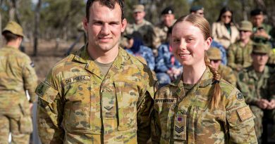 Australian Army officer trainees Staff Cadet Eric du Preez (left) and Staff Cadet Tori Spithoven from the Royal Military College at Duntroon, Canberra, during the Exercise Talisman Sabre 2023 live-fire demonstration at Shoalwater Bay training area in central Queensland. Story by Captain Evita Ryan. Photo by Staff Sergeant Ryan Wilhoit (US Army).