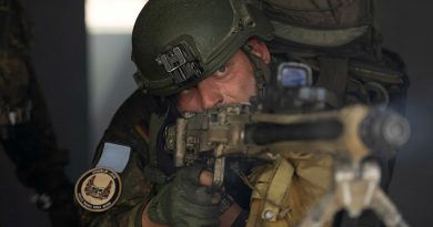 A German Army Paratrooper provides support by fire during a clearance of Line Creek Junction on Exercise Talisman Sabre 2023 at Townsville Field Training Area, Queensland. Story by Captain Joanne Leca. Photos by Lance Corporal Riley Blennerhassett.