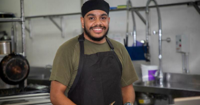 Leading Aircraftman David Skeen, 13 Squadron chef, prepares food in the kitchen of the officers mess at RAAF Base Darwin in the Northern Territory. Story by Flight Lieutenant Greg Hinks. Photo by Sergeant Pete Gammie.