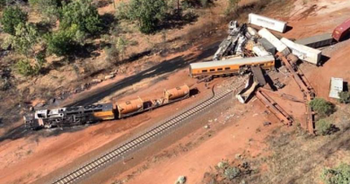 17 Squadron firefighters assisted NTFRS where a freight train collided with a truck at a railway crossing in the town of Katherine, NT. Photo: Northern Territory Police, Fire and Emergency Services. Story by Flight Lieutenant Claire Campbell.