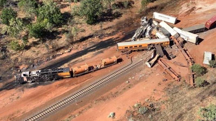17 Squadron firefighters assisted NTFRS where a freight train collided with a truck at a railway crossing in the town of Katherine, NT. Photo: Northern Territory Police, Fire and Emergency Services. Story by Flight Lieutenant Claire Campbell.