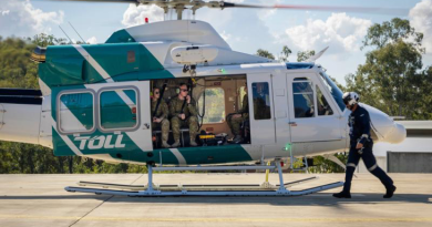 Australian Army soldiers from 2nd Health Battalion board the Toll Bell 412 helicopter after watching a demonstration of Army Aviation's Aircraft Crash Response capability at Gallipoli Barracks, Brisbane. Story by Corporal Jacob Joseph.