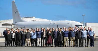 Participants in the Defence Teaming Centre's Defence Industry Leadership Course 2023 on the flightline at RAAF Base Edinburgh. Story by Flight Lieutenant Claire Burnet and Leading Aircraftwoman Jasna McFeeters. Photo by Corporal Brenton Kwaterski.