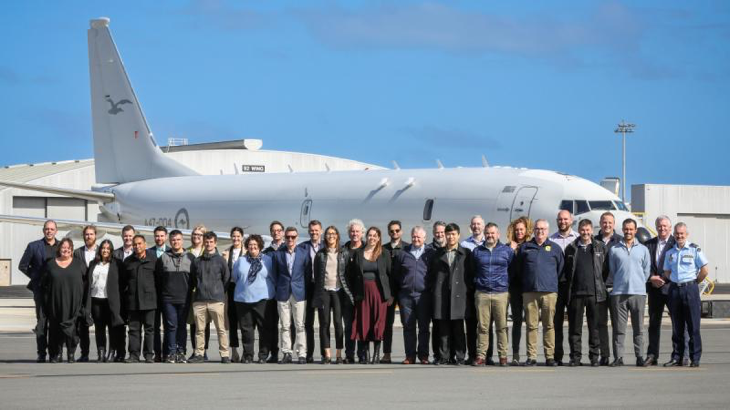 Participants in the Defence Teaming Centre's Defence Industry Leadership Course 2023 on the flightline at RAAF Base Edinburgh. Story by Flight Lieutenant Claire Burnet and Leading Aircraftwoman Jasna McFeeters. Photo by Corporal Brenton Kwaterski.