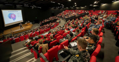 CEO and Founder of StriveStronger Andrew May speaking at 'The Integrated Mindset - A Social Mastery Journey' at Australian Defence Force Academy in Canberra. Story by Mikaela Farrugia. Photo by Kym Smith.