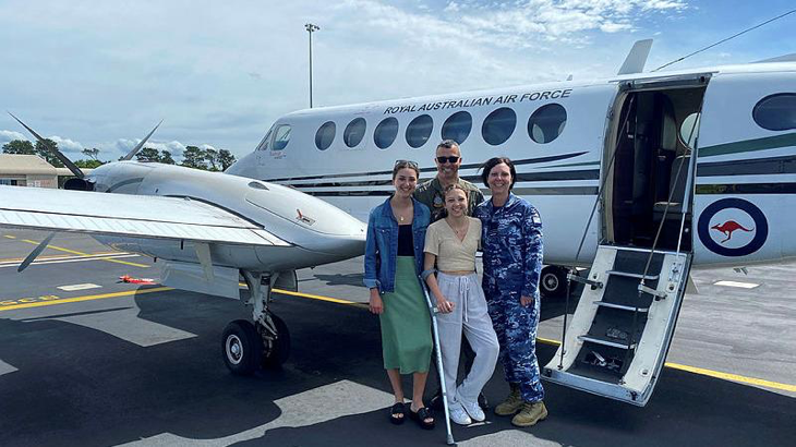 Flight Lieutenant Albert Van De Vyver with his wife and daughters at RAAF Base East Sale at a 32 Squadron Family Day. Story by Flying Officer Ellis Mitchell. Photo by Petty Officer Richard Prideaux.