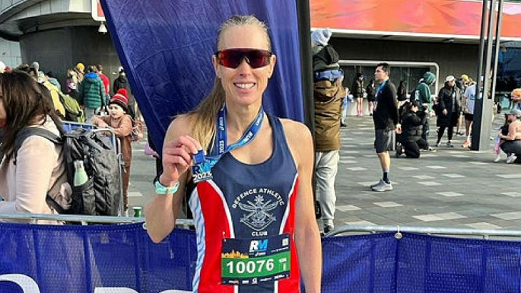 Australian Army officer Major Dee-Ann Jackson after winning the 10km run in her age group, at Run Melbourne. Story by Sergeant Matthew Bickerton.