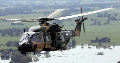 An Australian Army MRH90 Taipan conducts reconnaissance in Victoria during Operation Flood Assist 2022. Photo by Captain Carolyn Barnett.