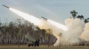 United States Army 17th Field Artillery Brigade High Mobility Artillery Rocket Systems (HIMARS) during the Exercise Talisman Sabre 2023 firepower demonstration at Shoalwater Bay Training Area, Queensland. Photo by Corporal Jacob Joseph.