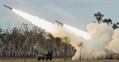 United States Army 17th Field Artillery Brigade High Mobility Artillery Rocket Systems (HIMARS) during the Exercise Talisman Sabre 2023 firepower demonstration at Shoalwater Bay Training Area, Queensland. Photo by Corporal Jacob Joseph.
