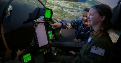 Air Force’s Women in Aviation program participant Belicia experiences flying in the FA-18F Super Hornet simulator at RAAF Base Amberley, Queensland. Story by Flight Lieutenant Jessica Winnall. Photos by Leading Aircraftwoman Taylor Anderson.