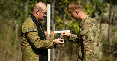 Australian Army Chaplain Major Haydn Parsons serving communion to US Army personnel during Exercise Talisman Sabre 2023 at Camp Growl in the Shoalwater Bay Training Area. Story and photos by Corporal Jacob Joseph.