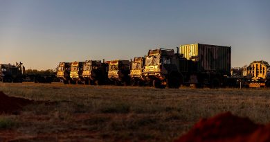 The 1st Combat Communications Squadron convoy vehicles at RAAF Base Curtin, Western Australia, during Exercise Talisman Sabre 2023. Stories by Flying Officer Connor Bellhouse. Photos by Leading Aircraftwoman Annika Smit.