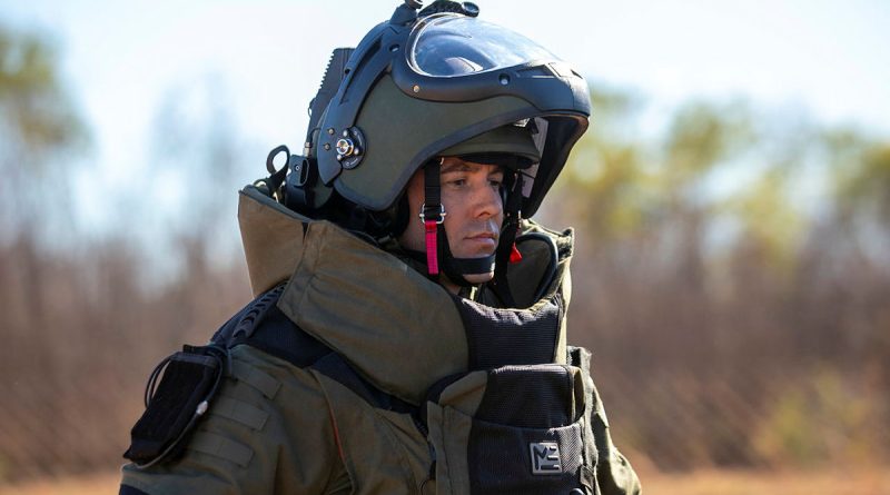 Royal Australian Air Force explosive ordnance disposal technician Sergeant Troy Garland from 65 Air Base Recovery Squadron prepares to conduct a simulated improvised explosive device training drill at RAAF Base Curtin, Western Australia, during Exercise Talisman Sabre 2023. Story by Flying Officer Connor Bellhouse. Photo by Leading Aircraftwoman Annika Smit.