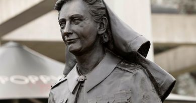 The sculpture of Lieutenant Colonel Vivian Bullwinkel, in the grounds of the Australian War Memorial. Story and photo by Private Nicholas Marquis.