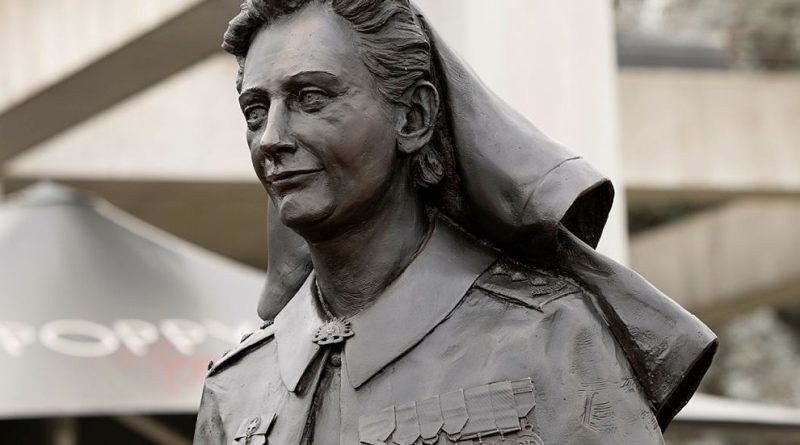 The sculpture of Lieutenant Colonel Vivian Bullwinkel, in the grounds of the Australian War Memorial. Story and photo by Private Nicholas Marquis.