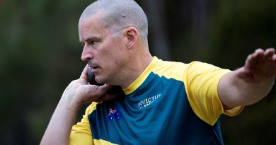 Invictus Games 2023 Team Australia competitor Flight Sergeant Nathan King prepares to throw during an athletics training session at the Sydney Academy of Sport and Recreation, Narrabeen NSW. Story by Tina Langridge. Photo by Flight Sergeant Ricky Fuller.